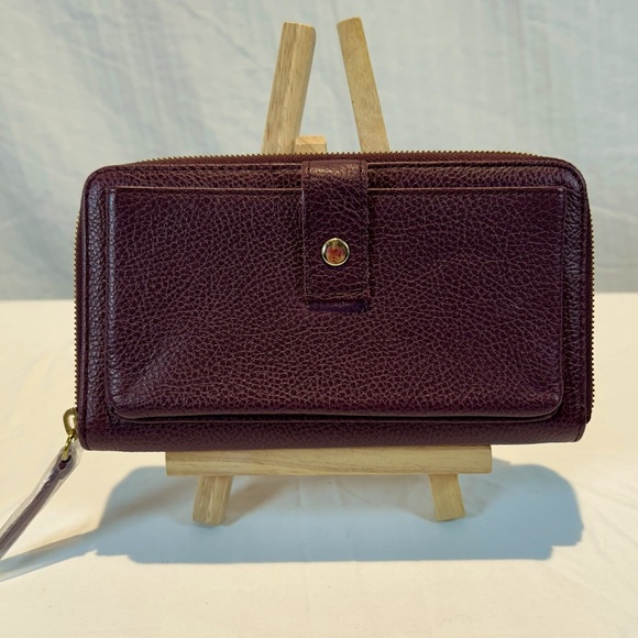 Mark & Graham Handbags - MARK & GRAHAM NWOT Wine Red Pebbled Leather Large Zip Around Wallet IPhone slot